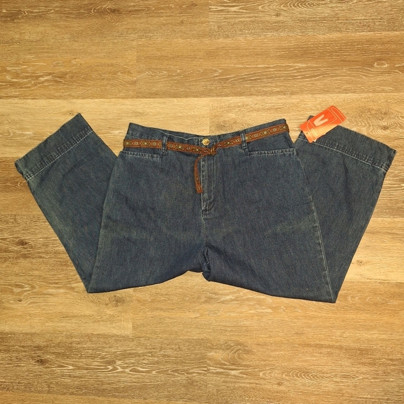 NWT WHITE STAG Jeans M8d Calf Capri With Belt Size 14 - Picture 1 of 9